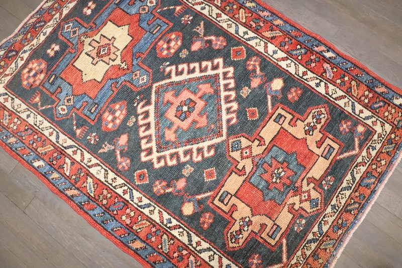 Antique Navy Karajeh Rug 2'10''x4'1'' gallery