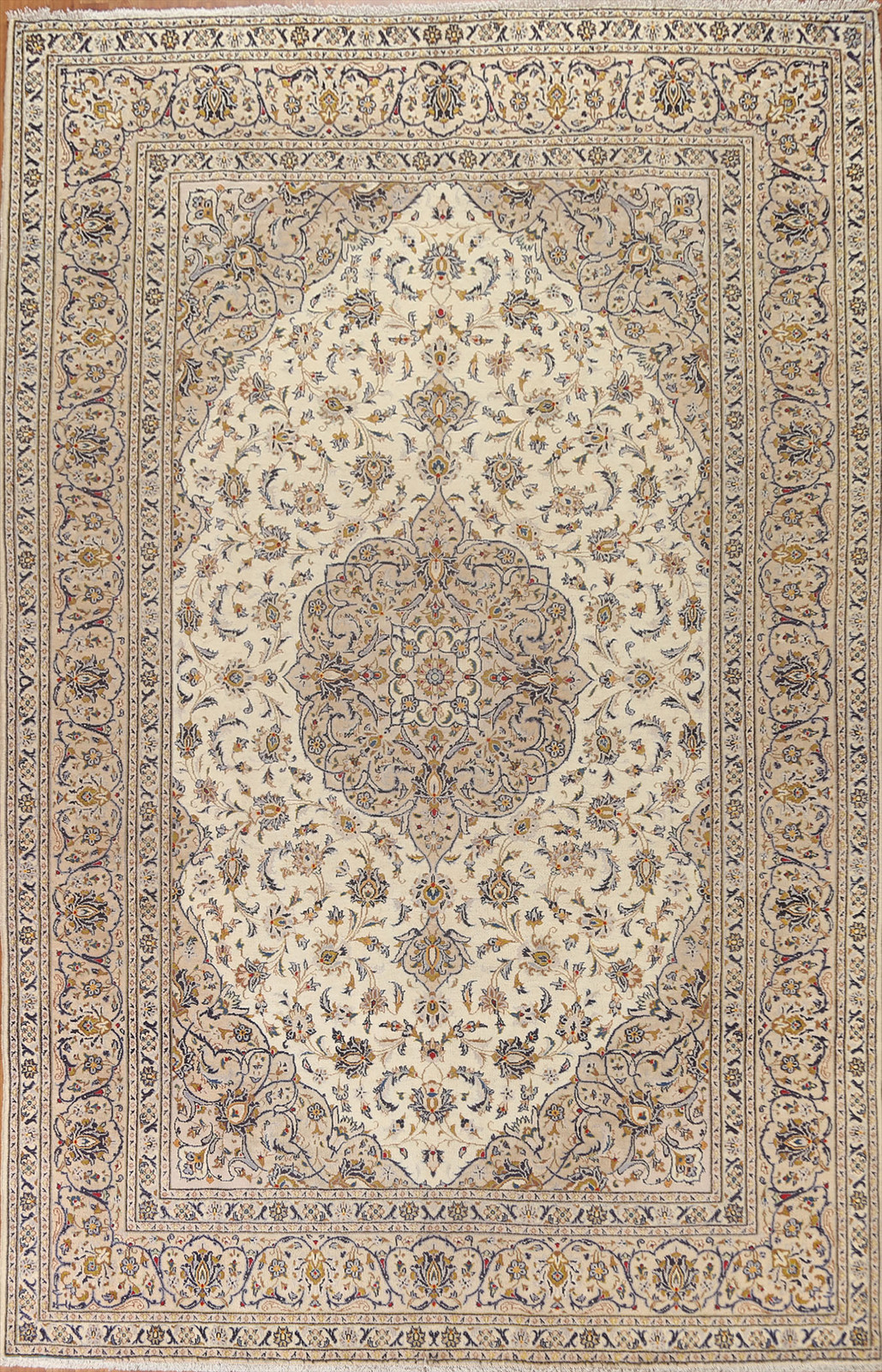 Traditional Wool Ivory/ Taupe Living Room Area Rug Hand-made Floral Carpet 8x11 gallery