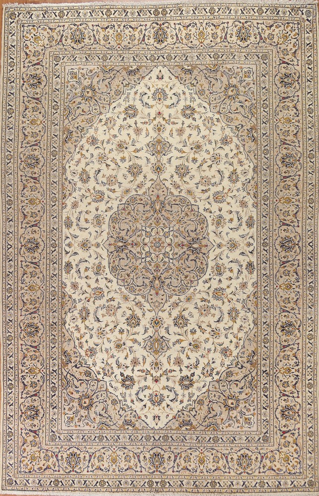 Traditional Wool Ivory/ Taupe Living Room Area Rug Hand-made Floral Carpet 8x11