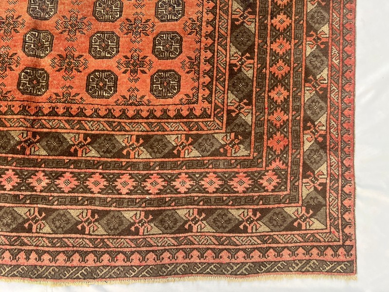 Antique Turkmen Rug 6'6x9'8 Terracotta Faded Geometric Oriental Area Rug Rare XL gallery