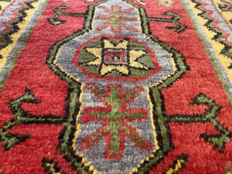 Beautiful Antique 1940-1950's Wool Pile Henna Dye Tribal Runner Rug 1’10”x4’6” gallery