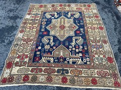 Antique Gorgeous Caucasian Shirvan Akstafa Rug 4x5ft ca 1850