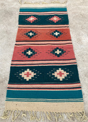 Vintage Traditional Handmade Mexican Geometric Wool Kilim Floor Rug 161×75 cm