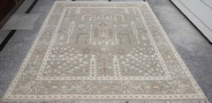 Vintage Turkish Oushak Rug, Beige 9X12 ft, Handmade Wool, Bohemian Anatolian