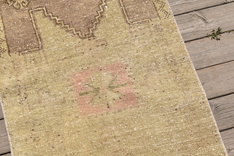 Vintage Rug 1x3 Small Doormat Hand Knotted Carpet Muted Color Wool 54x93cm gallery