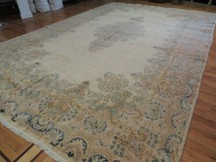 10×16, 11×16 Antique Oversize Kermaan Oriental Area Rug Blue Gold Ivory Pink