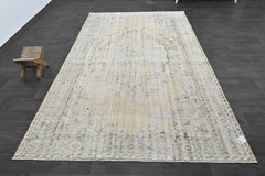 Oushak Turkish Vintage Rug 6×10 Kilim Rug Anatolian Handmade Boho Decor BEIGE