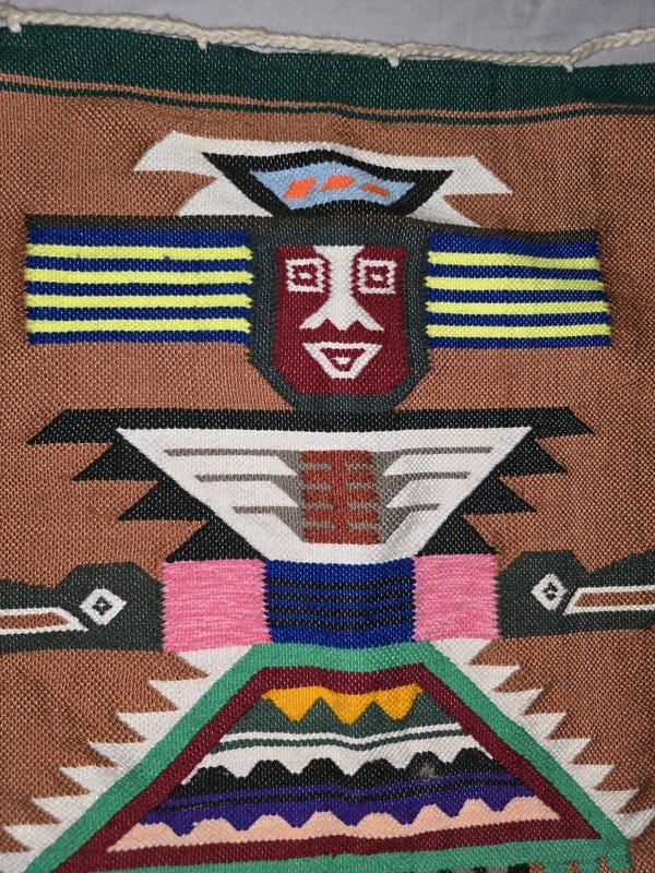 Vintage Artesanias Gladys Wool Made In Ecuador Flat Weave Kilm 25.5"x38" gallery