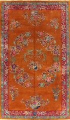 Orange Vegetable Dye Art Deco Nichols Chinese Hand-made Palace Size Rug 11×18