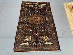 Vintage Afghan Rug 4’1×6’7 Hand-Knotted Wool Rare Tribal Oriental Floor Carpet