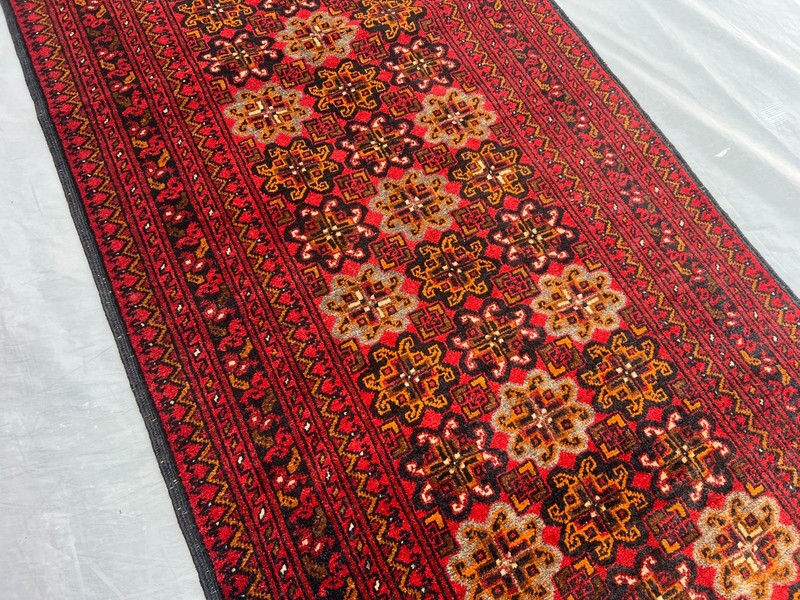 Vintage Turkmen Ersari Runner Rug Hand Knotted Wool Hallway Carpet 2'8x9'3 ft gallery