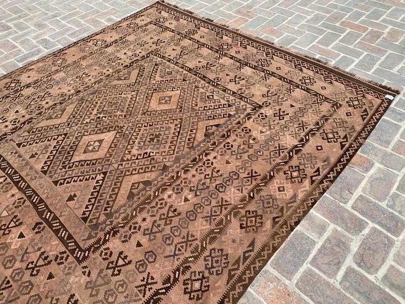 Terracotta Brown 8.3x10ft Handwoven Tribal Kilim Rug Turkish Style Vintage rug gallery