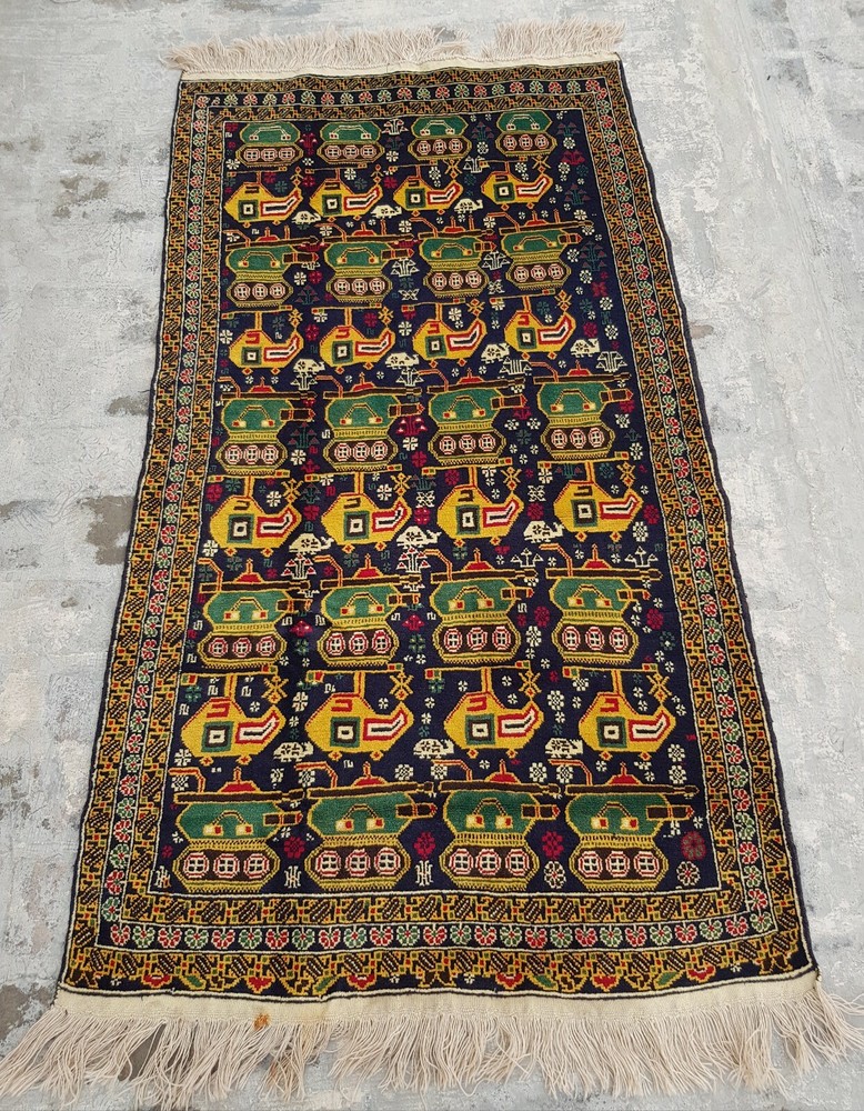 6'7"×3'7" Ft Baloch War Rug Handmade Afghan War Rug Tribal zakan Rug Tanks