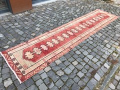 Turkish Vintage Rug Handmade Wool Rug Bohemian Runner Rug Home Rug 2,5 x 11, ft