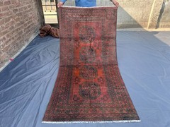 Terracotta Vintage Turkmen Bukhara Rug Faded Tribal Wool Handmade Rare Area Rug