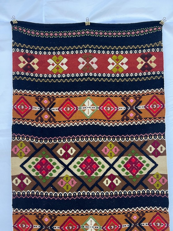 Vintage Swedish Handwoven Rug Wool Rölakan Rana Wall Hanging Boho Kilim S139 gallery