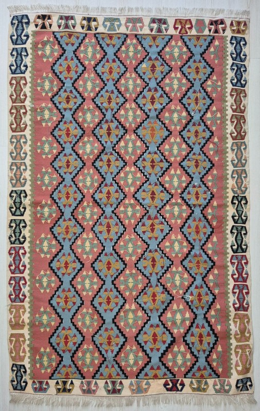 Vintage Turkish Handwoven Wool Kilim Rug 43x66 in , Anatolian Tribal Rug gallery