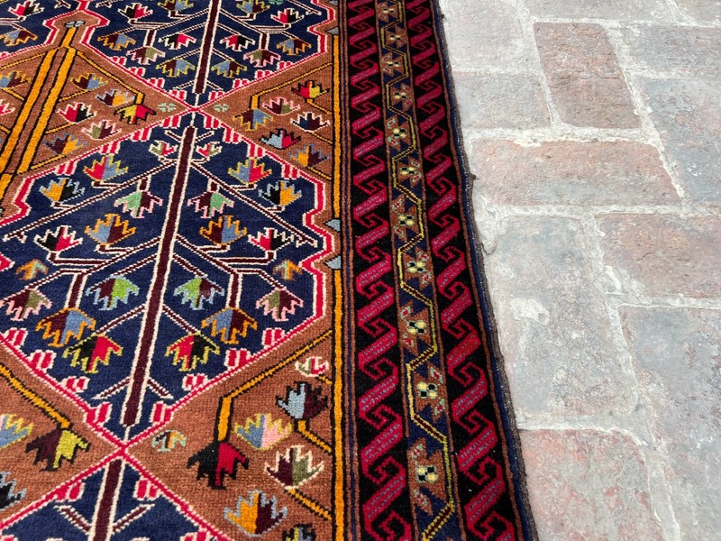 Afghan Vintage Baluchi Area Rug 4x6 Ft Tribal Handmade Wool Geometric Rug gallery