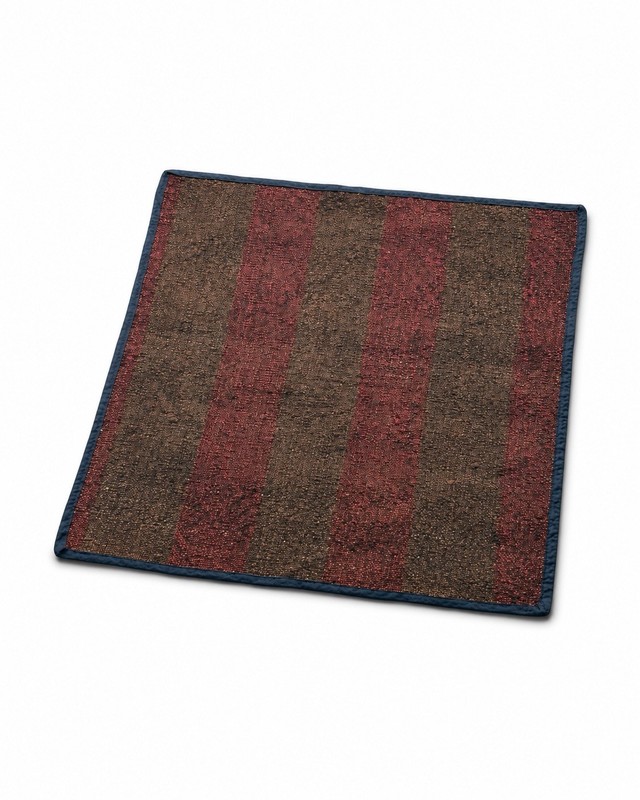 Vintage Afghan Wool Silk Kilim Rug Mat Handmade Tribal Striped Brown Red 19x19 gallery