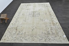 Oushak Turkish Vintage Rug 7×10 Kilim Rug Anatolian Handmade Boho Decor BEIGE