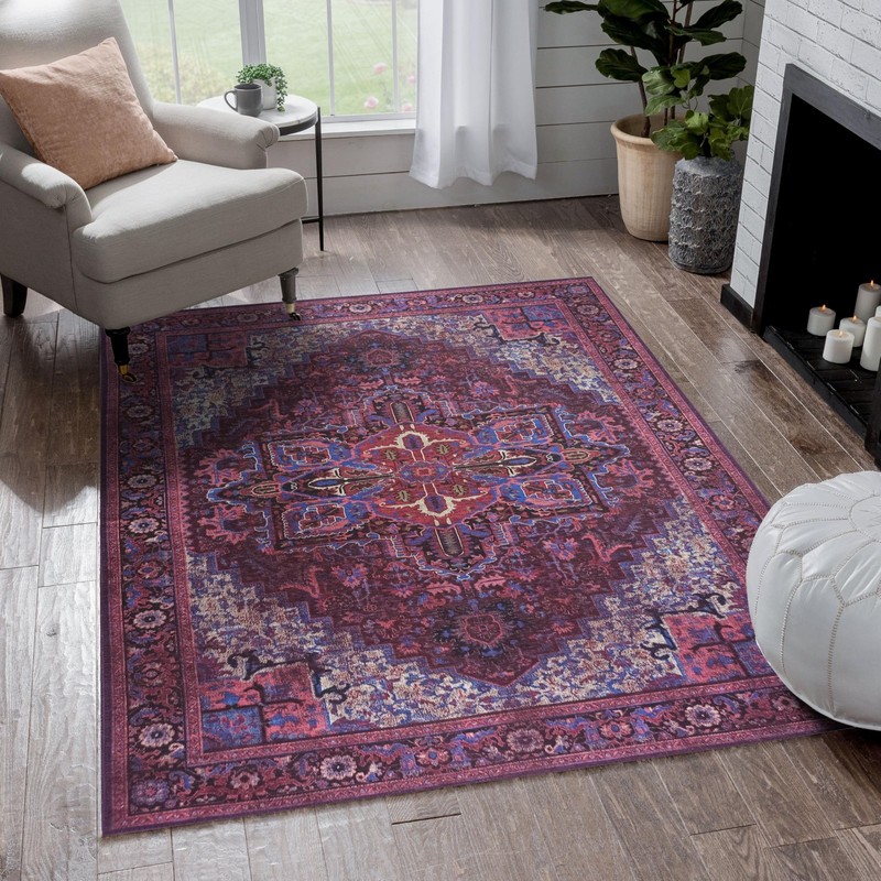 Modern Vintage Turkish Lavender Runner Rug 2'5"x10" - Washable, Foldable, Luxury gallery