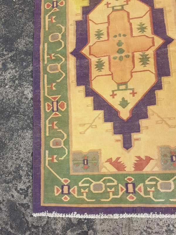 Vintage Traditional Handmade Turkish Style Geometric Cotton Rug 157x95 cm gallery