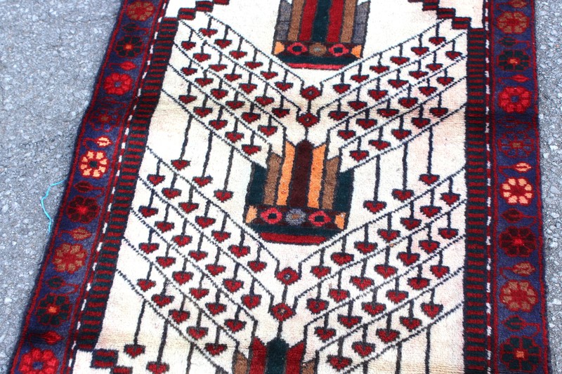 Geometric Tribal Vintage Afghan 2' 5" x 4' 1" Ivory Hand Knotted Area rug gallery