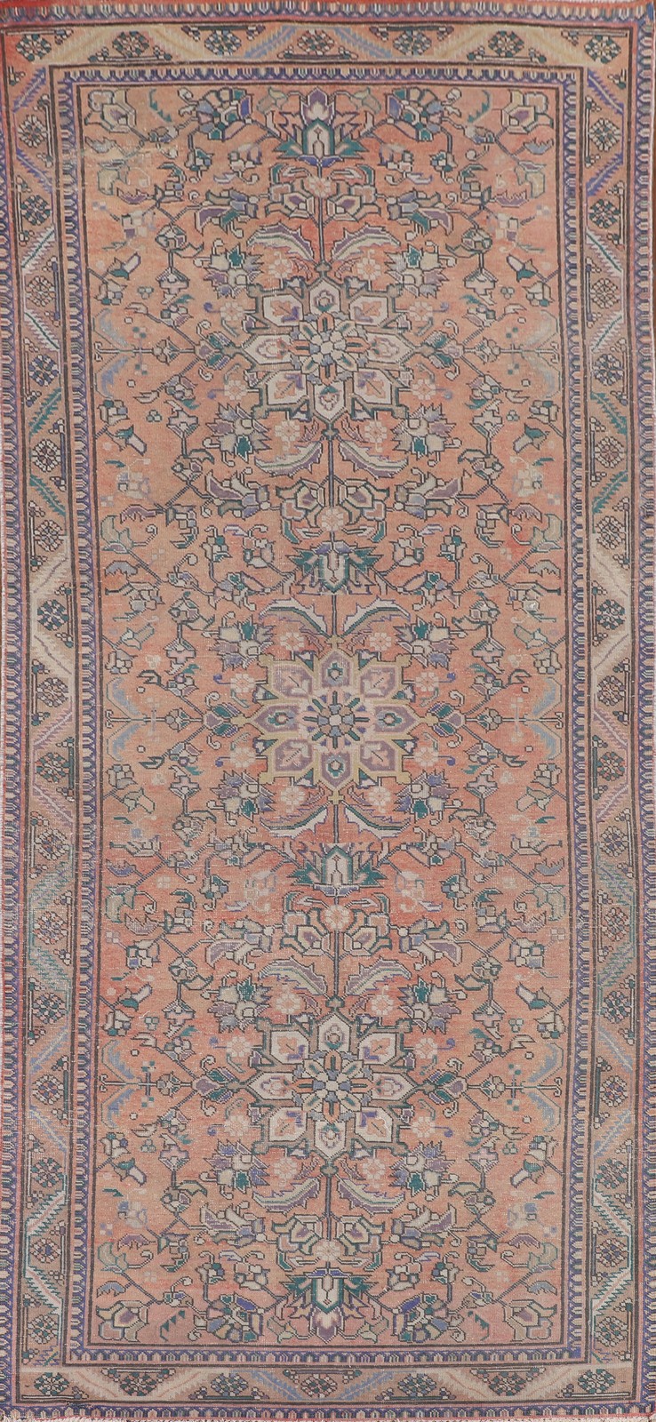 Vintage Wool Coral Rust Living Room Rug 5x13 Traditional Hand-knotted Carpet gallery