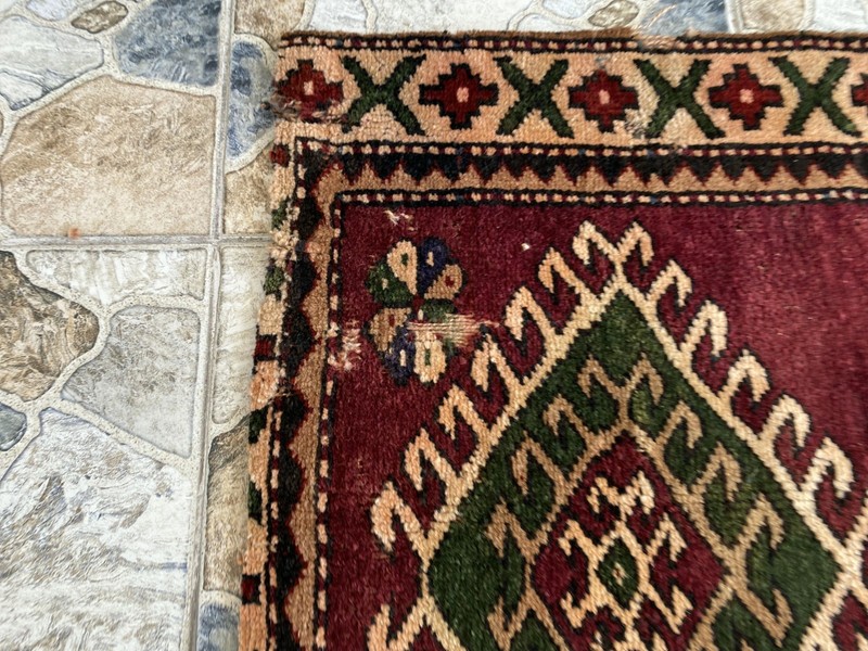 Vintage Kurdish Area Rug | 2.9x5.1 ft Hand-Knotted Wool Distressed Tribal Carpet gallery
