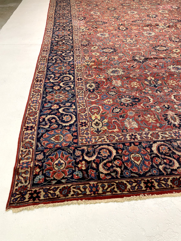 Antique Oriental Hand-Knotted Wool Area Rug Red/Blue/Ivory/Green 11'10" x 17'2" gallery