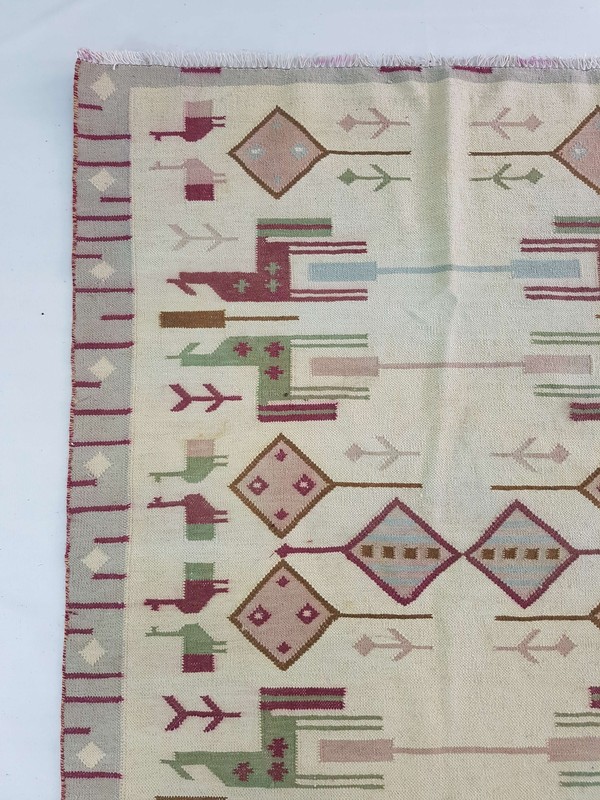 Vintage Handmade Traditional Geometric Brown Beige Kilim Rug Carpet 166x125cm gallery