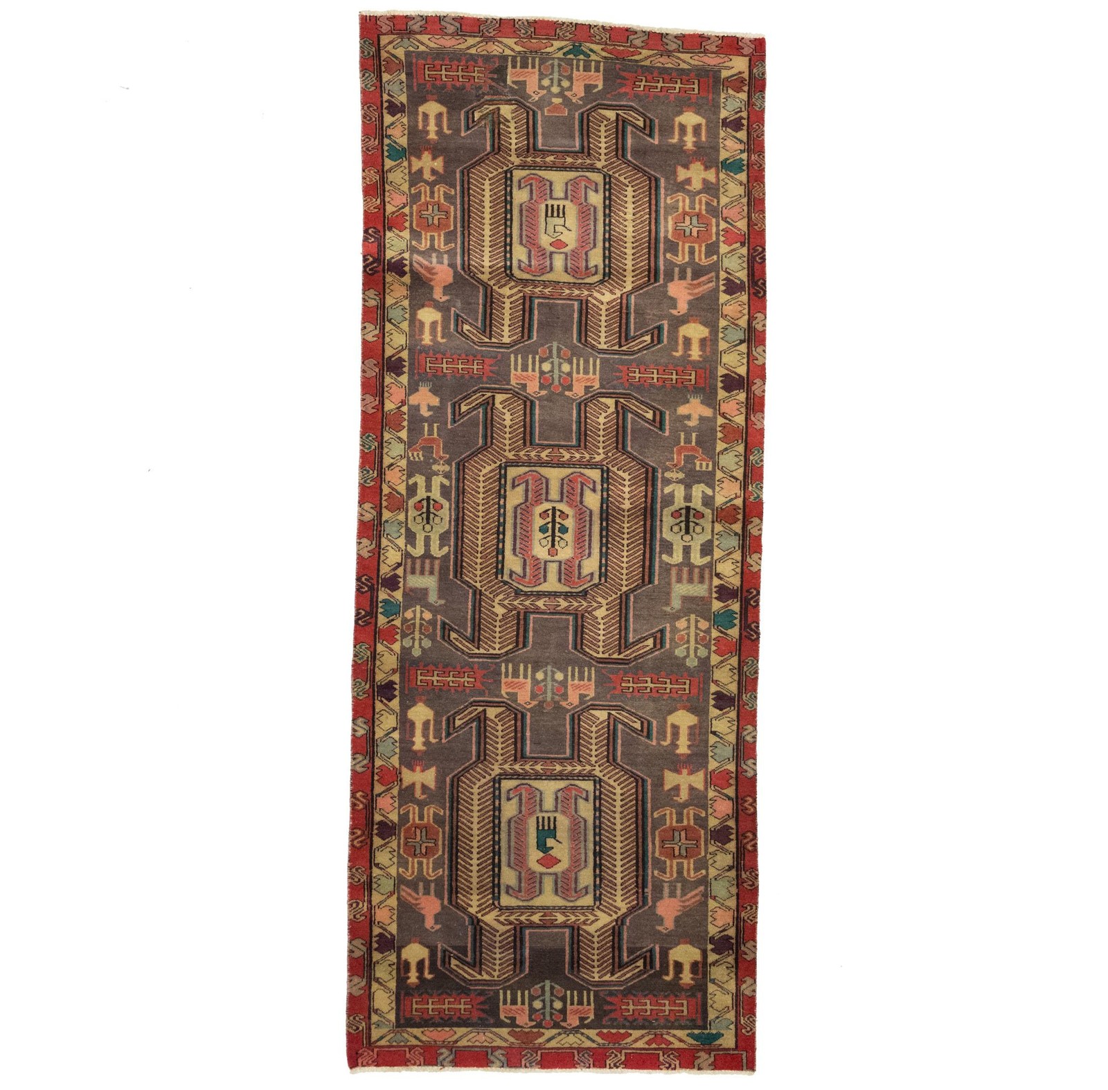 Semi-Antique Tribal Geometric Runner Rug Oriental Kitchen Hallway Decor 4X10 ft gallery