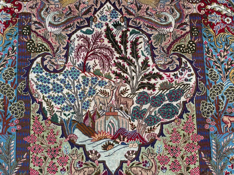 9x12 COLORFUL VINTAGE RUG ANTIQUE handmade oriental pictorial tree of life wool gallery