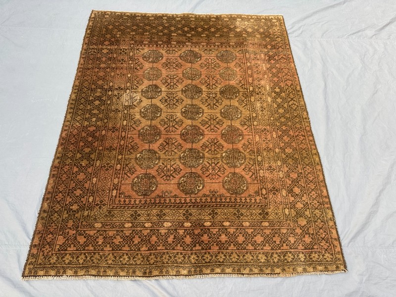 5x6 Antique Turkmen Hand-Knotted Low Pile Rug – Rare Vintage Kitchen Area Rug gallery
