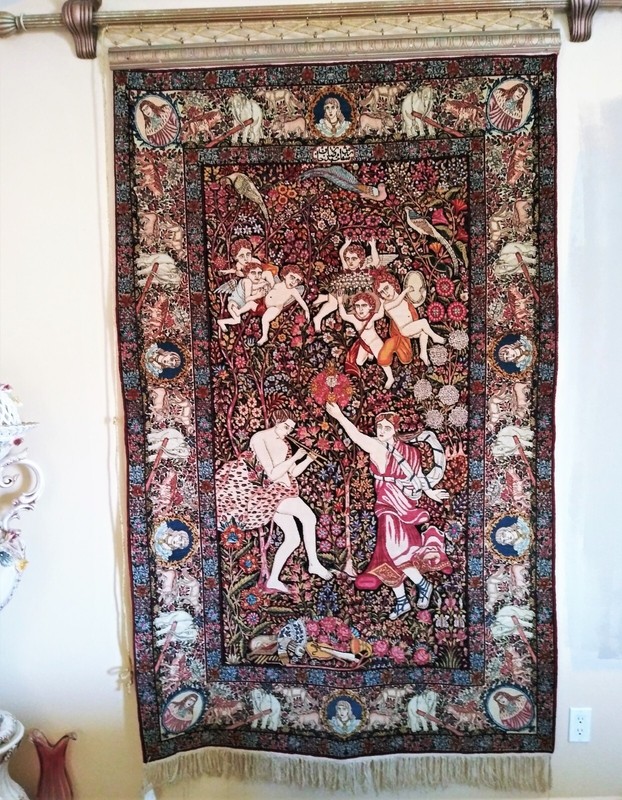130 YEARS OLD FINEST MIDDLE EASTERN LAVAR RUG REZA KHAN ORDER DANCE OF NYMPH gallery