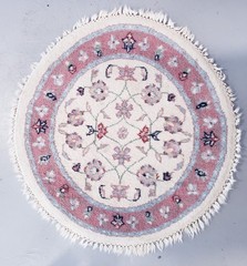Round Woven Wool Rug with fringe 35.5 Inch
