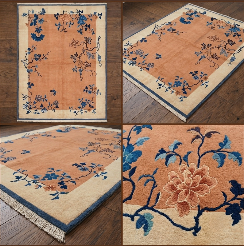 9×12ft Handmade Chinese Art Deco Rug Floral Wool Area Rug Oriental Vintage Decor gallery