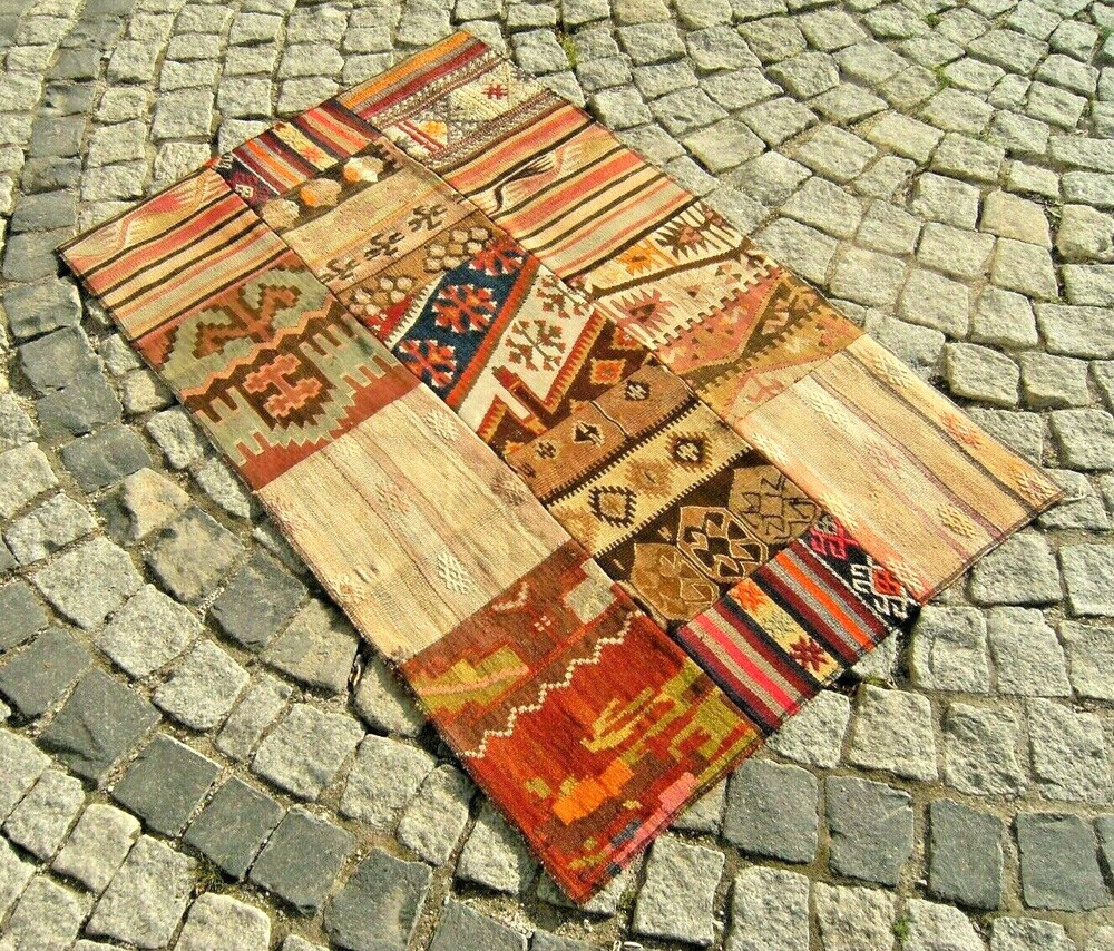 Vintage Turkish Rug 32'' x 50'' Anatolian Pastel Colors Patchwork Home Decor Rug