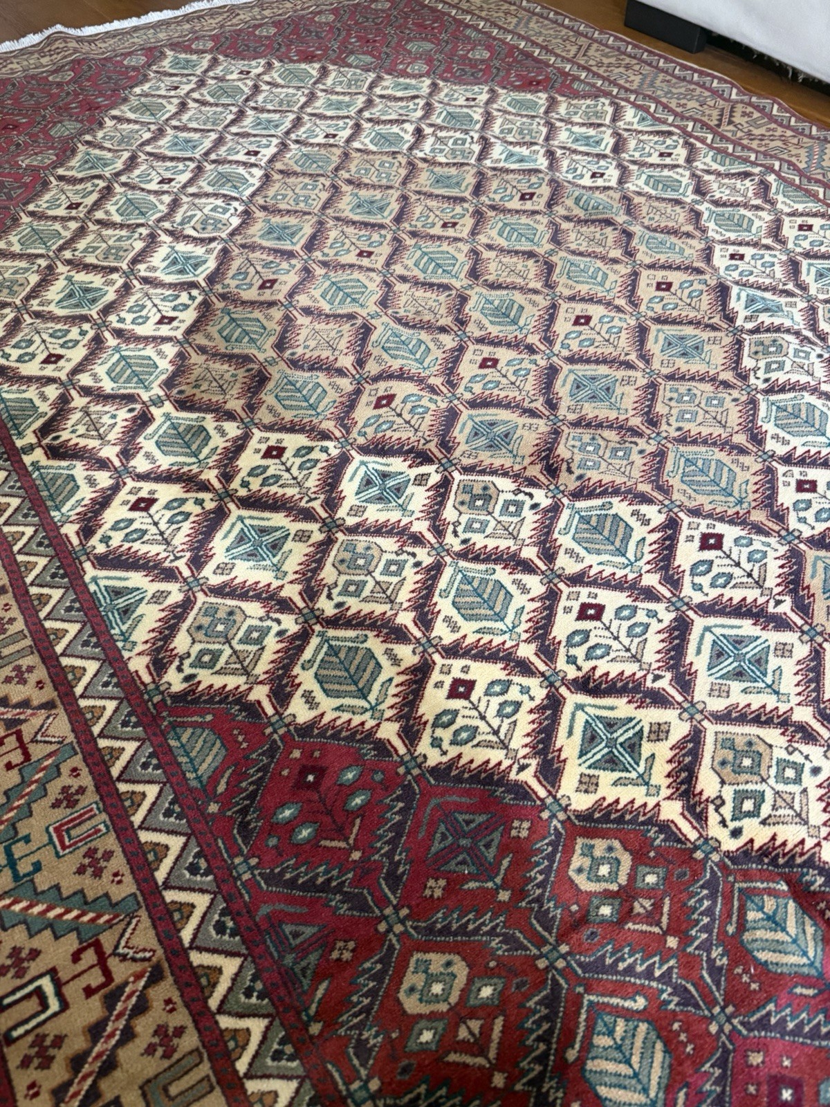 Antique Turkish Kayseri Bunyan Rug 6.5x10 ft Handwoven Wool Oriental Carpet gallery