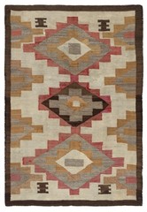 5×7 Ft MidCentury Navajo Rug, Crystal Style, Natural & Earth Tones, Ca 1940–1955