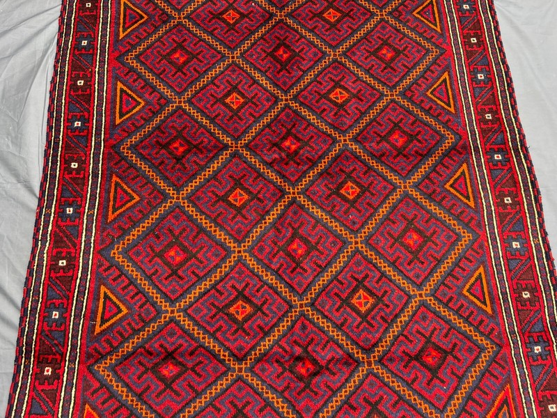 Afghan Baluchi Rug 5'3 x 8'8 ft - Handmade Boho Style Wool Red Tribal Carpet gallery