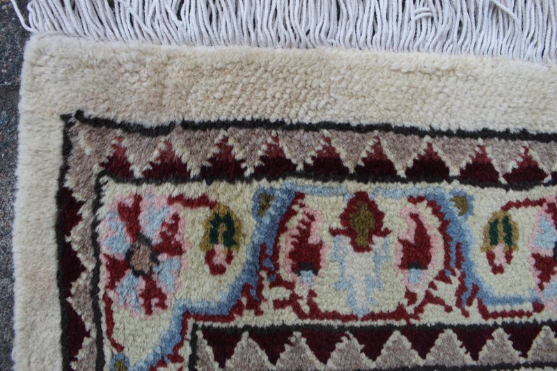 Vintage Hand Made Traditional Oriental Wool White Red Long Runner 228x71cm gallery