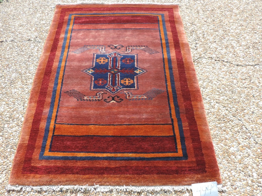 4x5ft. Afghan Chobi Akstafa Burgundy Wool Rug
