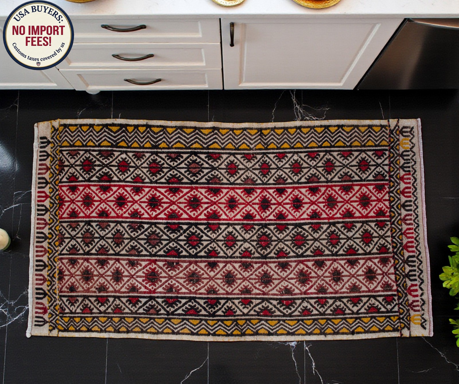 Vintage Rug, Antique Rug, Handmade Rug, Turkish Rug, Braided Kilim, Jajim 2x4 ft gallery