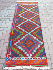 Turkish Kilim Runner, Hallway Rug, Handmade Tribal Carpet Stairs Kelim 34″x96″