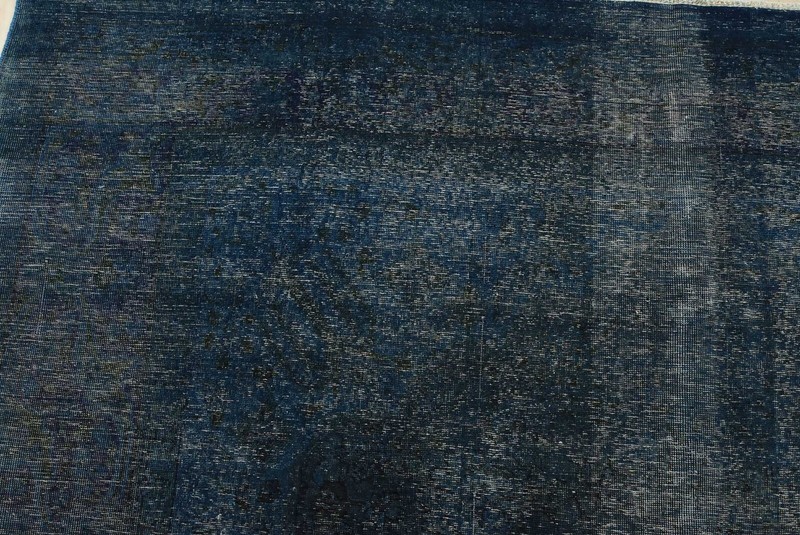 Vintage Overdyed 9’8” x 11’8” Blue Distressed Wool Hand-Knotted Oriental Rug gallery