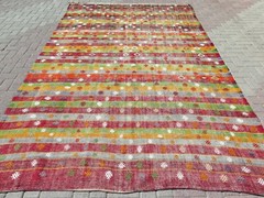Large Rug, Area Rugs, Wool Boho Rug, Oriental Home Decor, Turkish Kilim 83″x136″