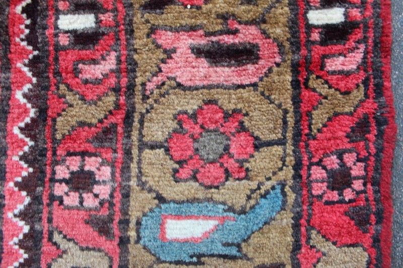 Vintage Hand Made Traditional Oriental Wool Black Red Large Long Rug 312x166cm gallery