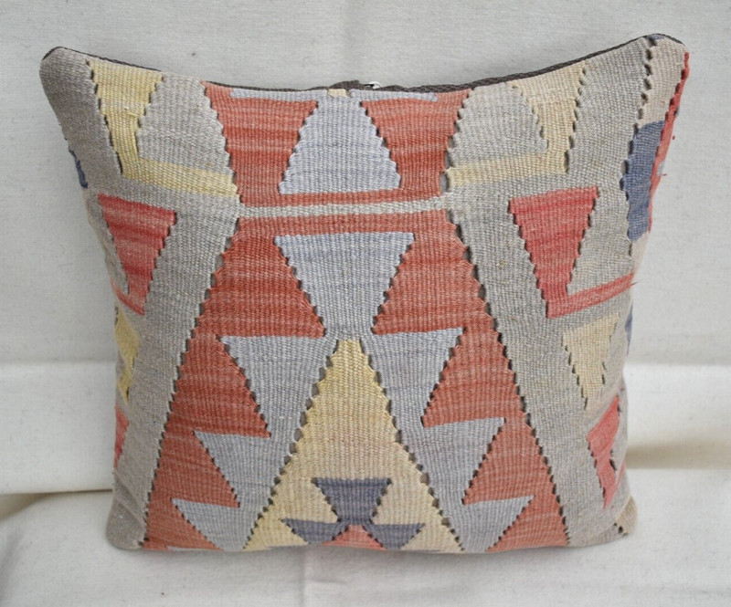 16''x16'' Decorative Handmade Turkish Kilim Pillow Cover Sofa Rug Cushion Cover gallery