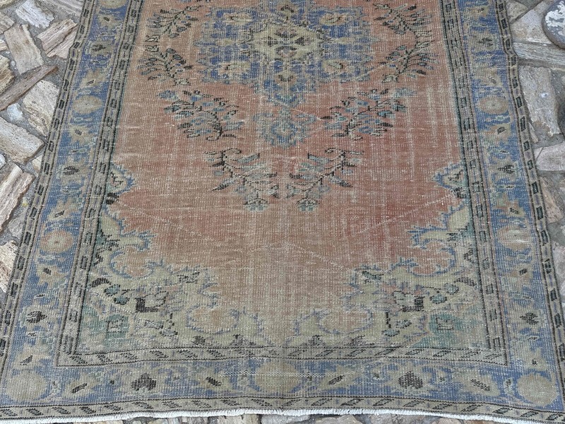 Large Hand-Knotted Oushak Rug 6x9 Orange Wool Traditional Carpet Low Pile Rug gallery